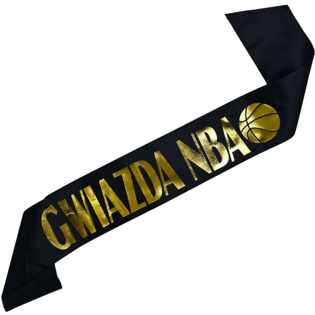 Szarfa czarna Gwiazda NBA - czarna, zloty nadruk