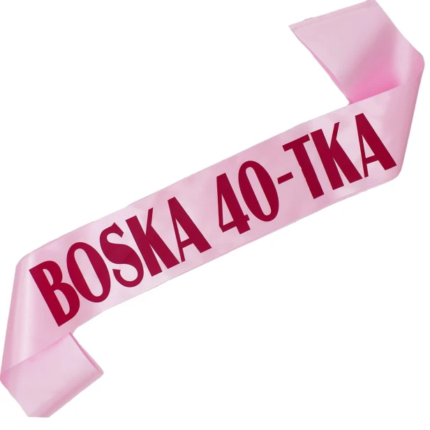 Szarfa na 40 urodziny Boska 40-tka - fuksjowym - jasnorozowa