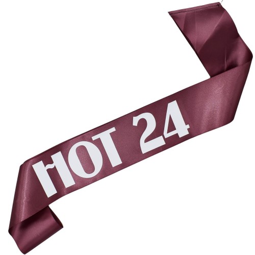 Szarfa Hot 24 - w kolorze ciemnego rudnego rozu - bialy nadruk