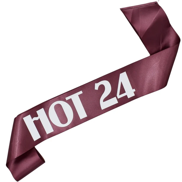 Szarfa Hot 24 - w kolorze ciemnego rudnego rozu - bialy nadruk