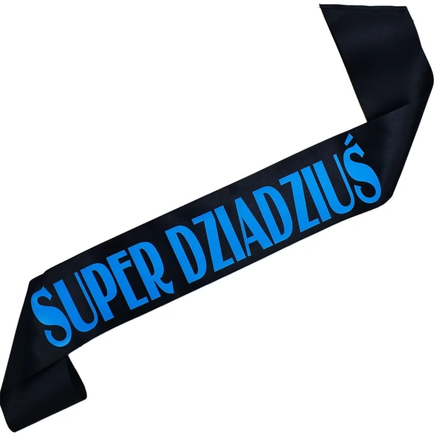 Szarfa czarna Super Dziadzius - z niebieskim