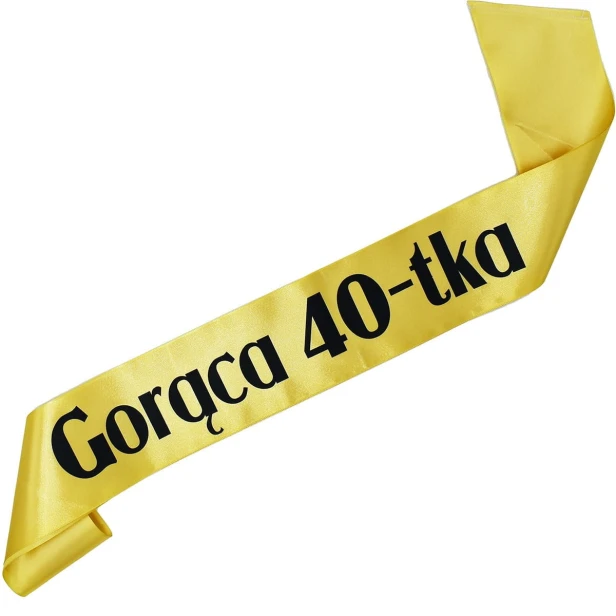 Szarfa na 40 urodziny Goraca 40-tka - zlota, czarny nadruk