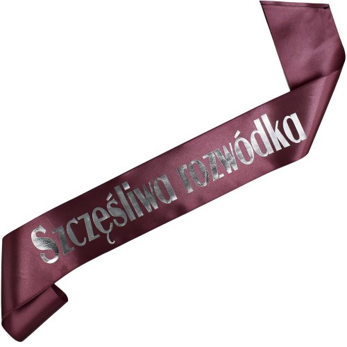 Szarfa rozwodowa Szczesliwa Rozwodka - srebrny nadruk