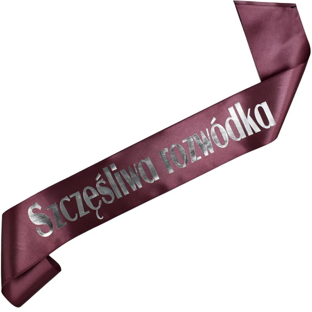 Szarfa rozwodowa Szczesliwa Rozwodka - srebrny nadruk