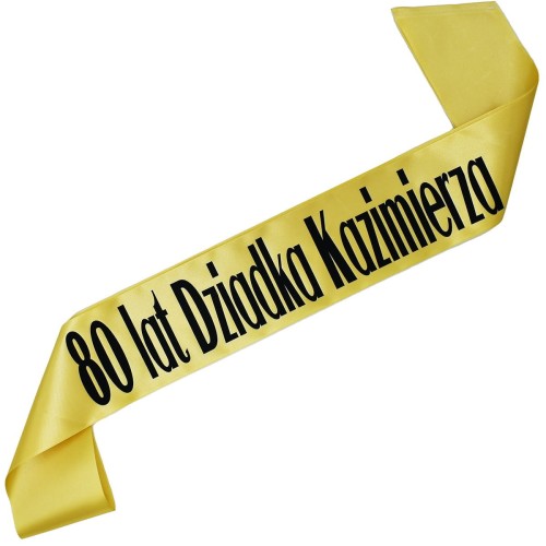 Szarfa zlota X lat Dziadka z imieniem - czarny nadruk