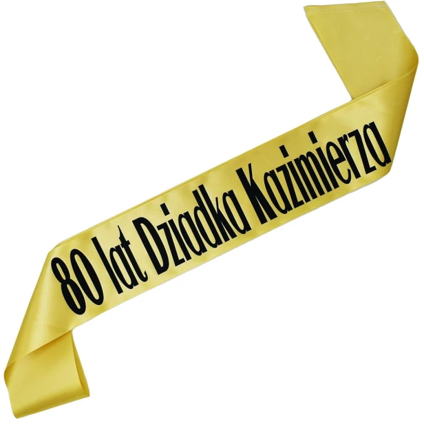 Szarfa zlota X lat Dziadka z imieniem - czarny nadruk