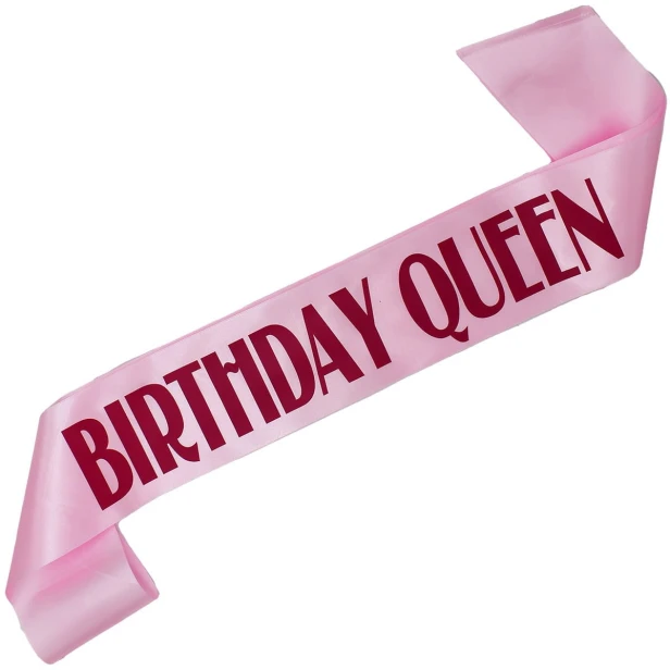 Szarfa jasnorozowa Birthday Queen - z fuksjowym - jasnorozowa