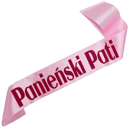 Jasnorozowa szarfa Panienski + dowolne imie - z fuksjowym