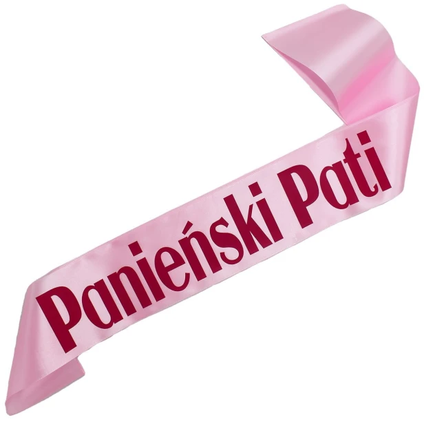 Jasnorozowa szarfa Panienski + dowolne imie - z fuksjowym