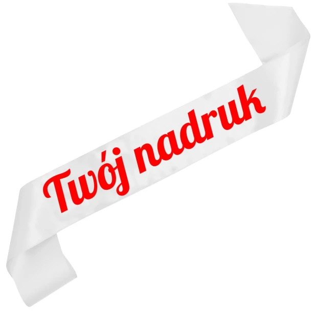 Szarfa biala z Twoim nadrukiem