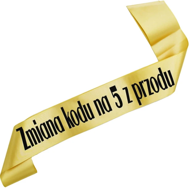 Szarfa zlota Zmiana kodu na 5 z przodu - czarny nadruk