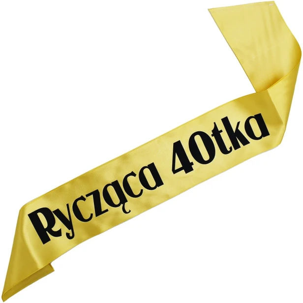 Szarfa na 40 urodziny Ryczaca 40-tka - zlota, czarny nadruk