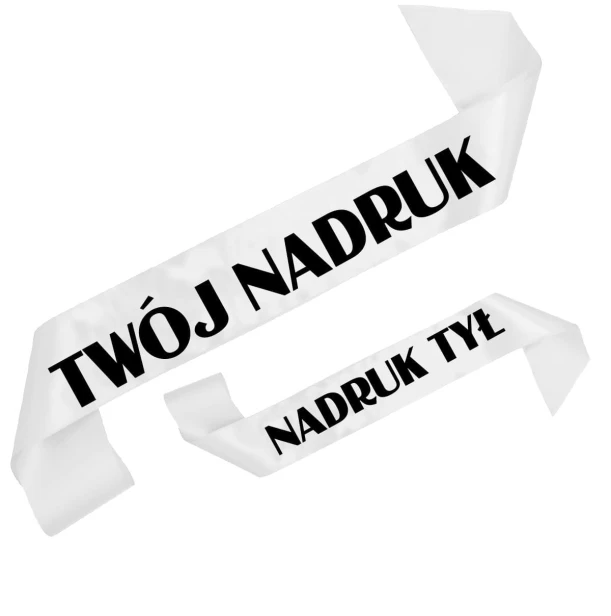 Szarfa biala z Twoim nadrukiem