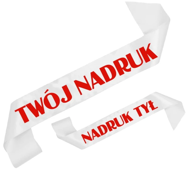 Szarfa biala z Twoim nadrukiem