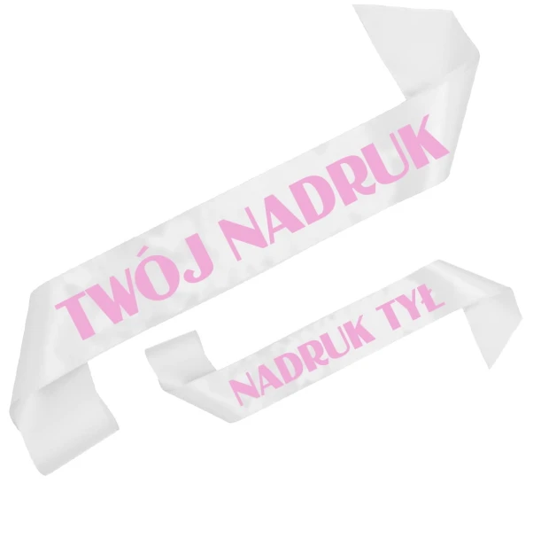 Szarfa biala z Twoim nadrukiem