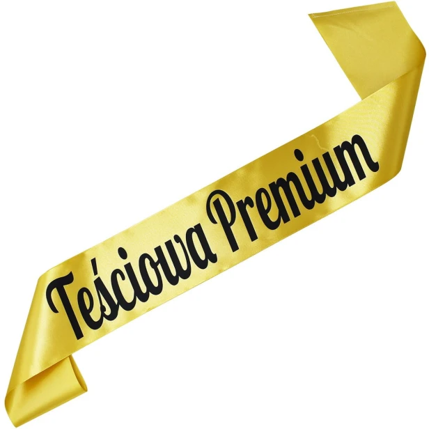 Szarfa zlota Tesciowa Premium - czarny nadruk