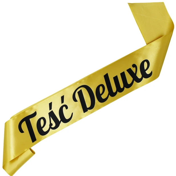 Szarfa zlota Tesc Deluxe - czarny nadruk