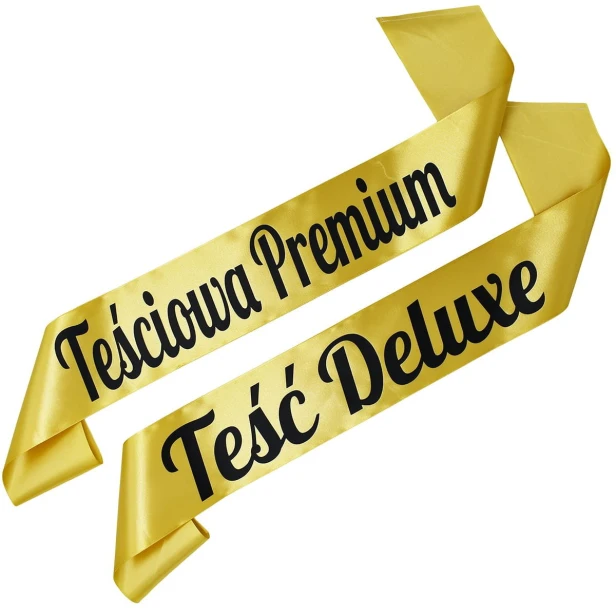 Szarfa Zestaw szarf Komplet zlotych szarf Tesciowa Premium i Tesc Deluxe