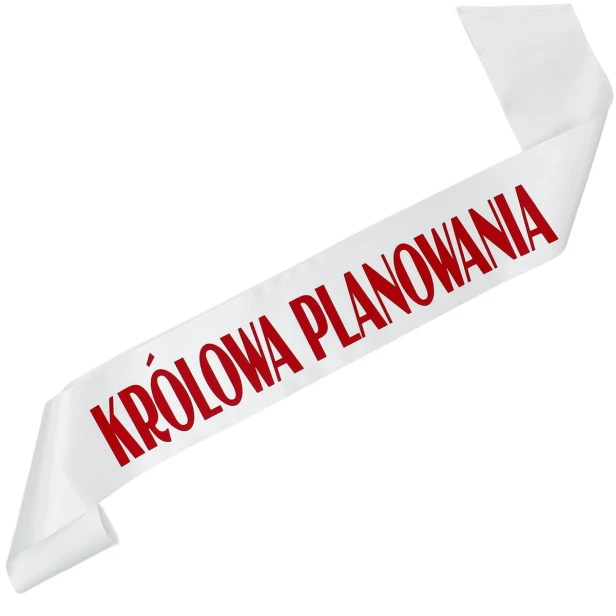 Szarfa biala Krolowa planowania - z czerwonym