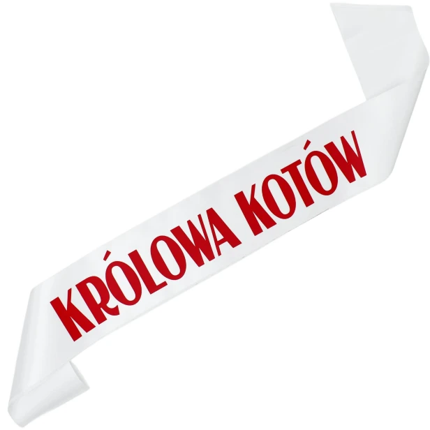 Szarfa biala Krolowa kotow - z czerwonym