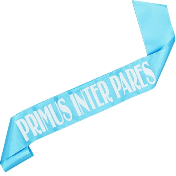Szarfa blekitna Primus Inter Pares - bialy nadruk
