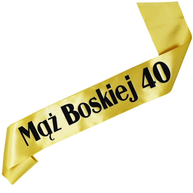 Szarfa na 40 urodziny Maz Boskiej 40 - zlota, czarny nadruk