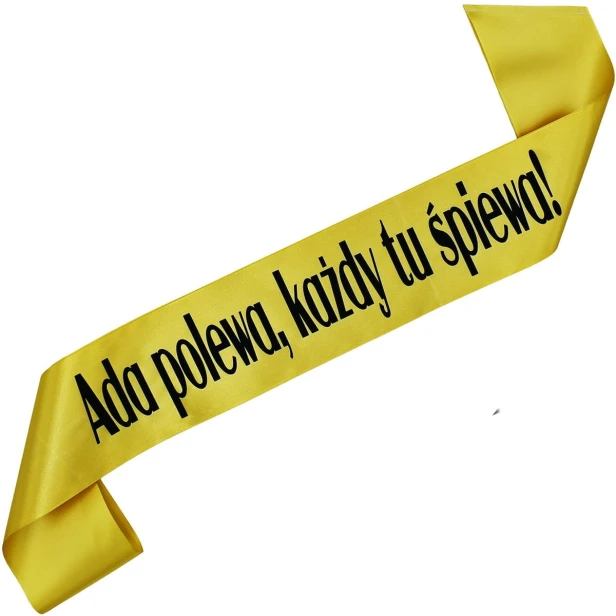 Szarfa zlota Imie + polewa, kazdy tu spiewa! - czarny nadruk