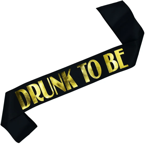 Czarna szarfa Drunk to be - zloty nadruk