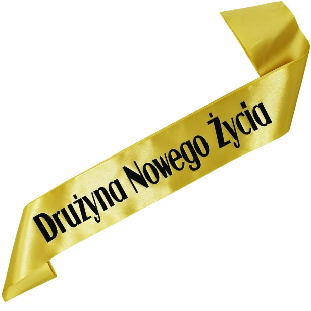 Szarfa zlota Druzyna Nowego Zycia - czarny nadruk