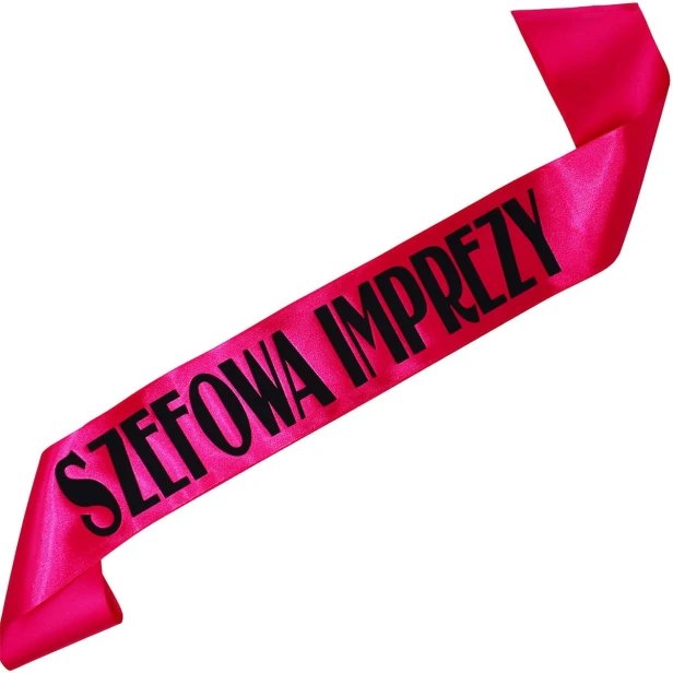 Szarfa Szefowa Imprezy - fuksjowa - czarny nadruk