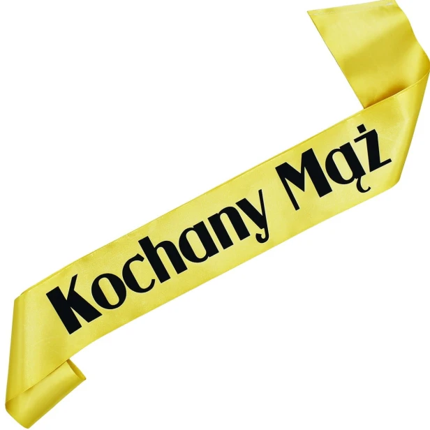 Szarfa zlota Kochany Maz - czarny nadruk
