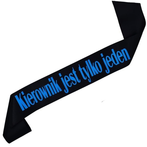 Szarfa czarna Kierownik jest tylko jeden - z niebieskim