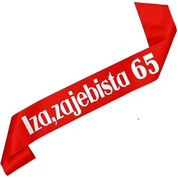 Szarfa czerwona Zajebista 65 z imieniem - bialy nadruk
