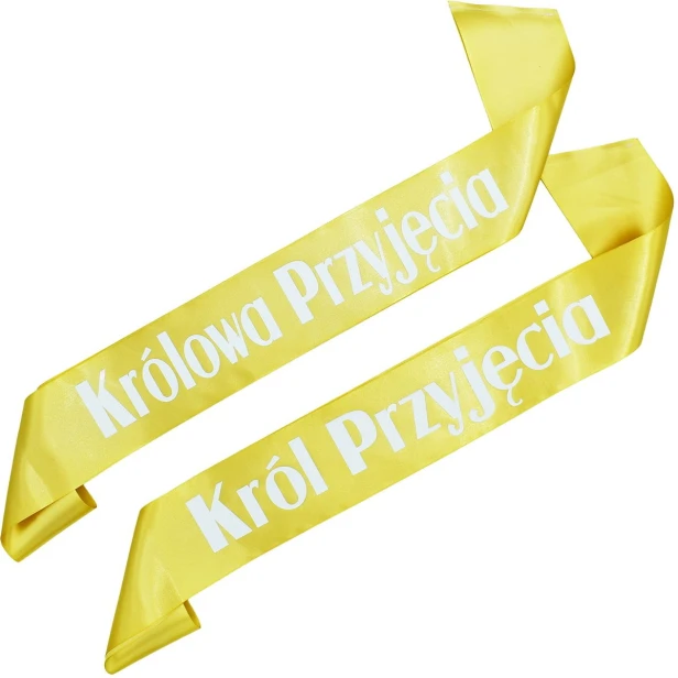 Szarfa Zestaw szarf Krol i Krolowa Przyjecia - zestaw zlotych szarf
