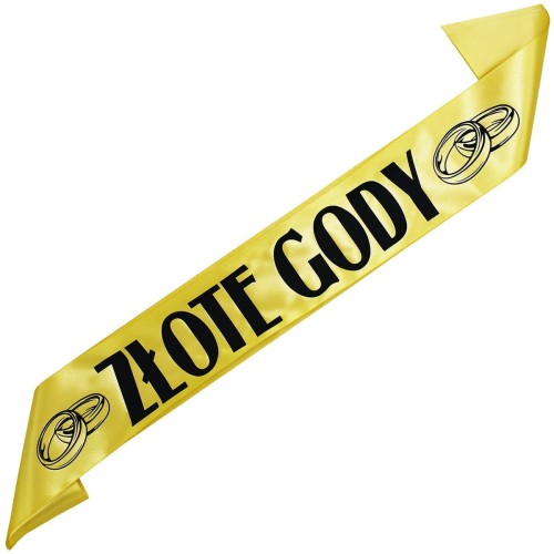 Szarfa na rocznice Zlote Gody z obraczkami - czarny nadruk