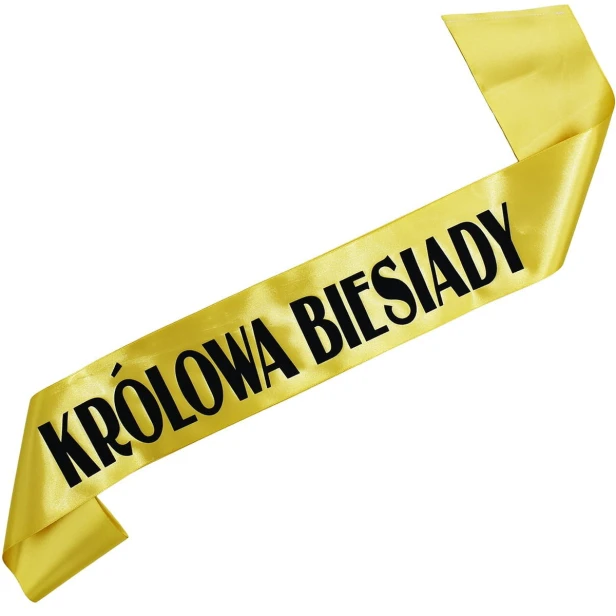 Szarfa zlota Krolowa Biesiady - czarny nadruk
