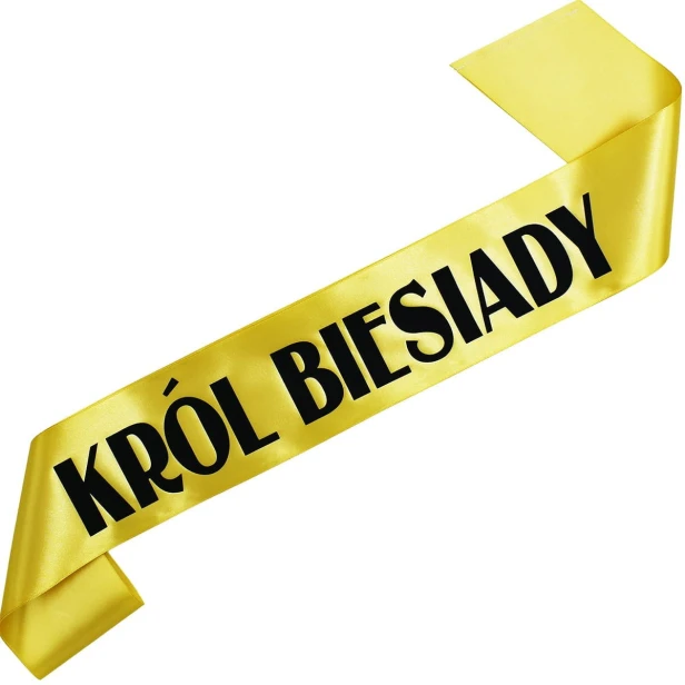 Szarfa zlota Krol Biesiady - czarny nadruk