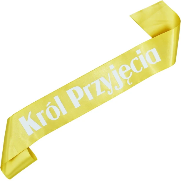 Szarfa zlota Krol Przyjecia - bialy nadruk