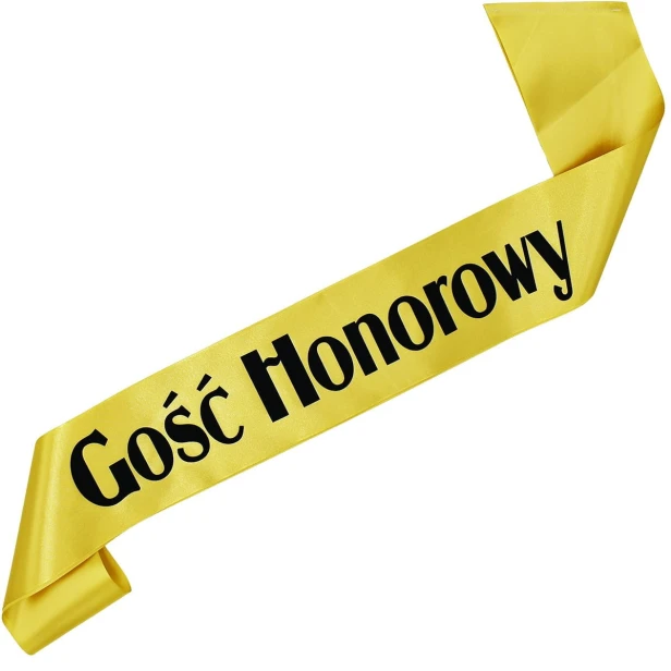 Szarfa zlota Gosc Honorowy - czarny nadruk
