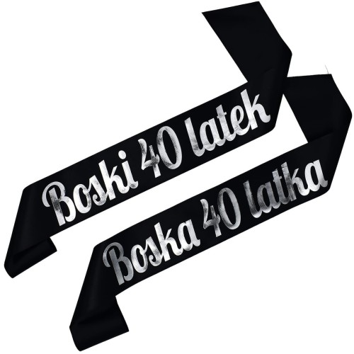 Szarfa na 40 urodziny Zestaw szarf Zestaw czarnych szarf dla 40 latkow - Boski 40 latek, Boska 40 latka