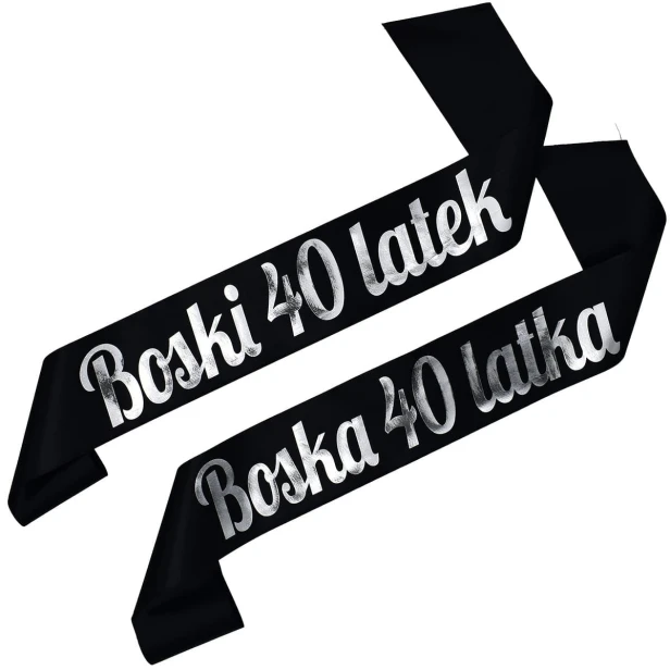 Szarfa na 40 urodziny Zestaw szarf Zestaw czarnych szarf dla 40 latkow - Boski 40 latek, Boska 40 latka