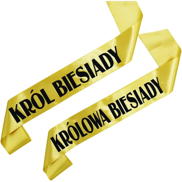Szarfa Zestaw szarf Zestaw zlotych szarf Krol i Krolowa Biesiady