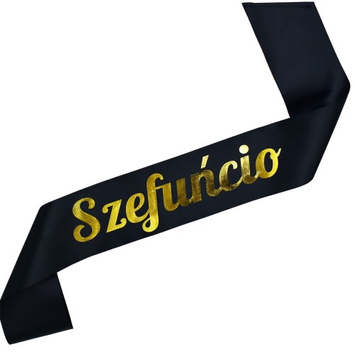 Szarfa czarna Szefuncio - zloty nadruk