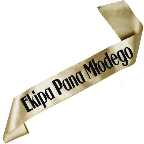 Starozlota szarfa Ekipa Pana Mlodego - czarny nadruk