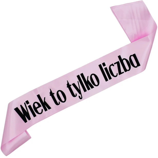 Szarfa jasnorozowa Wiek to tylko liczba - jasnorozowa, czarny nadruk
