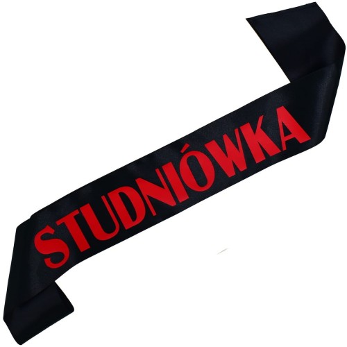 Szarfa czarna Studniowka - z czerwonym napisem