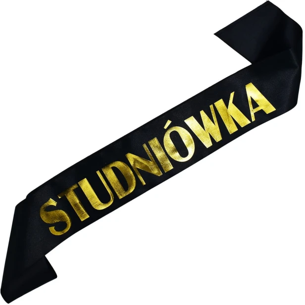 Szarfa czarna Studniowka - ze zlotym napisem