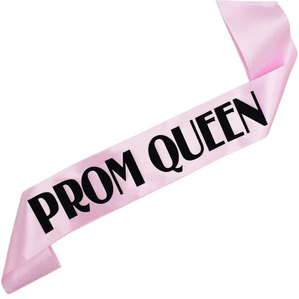 Szarfa Prom Queen - w kolorze jasnego rozu - czarny nadruk