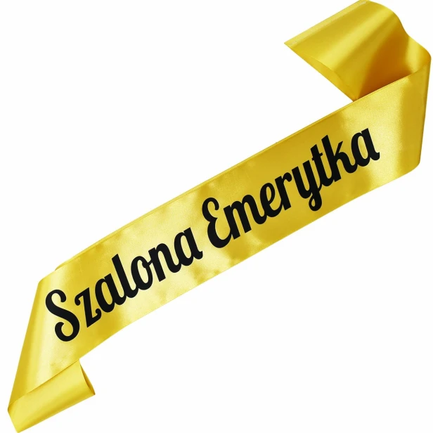 Szarfa zlota Szalona Emerytka - czarny nadruk