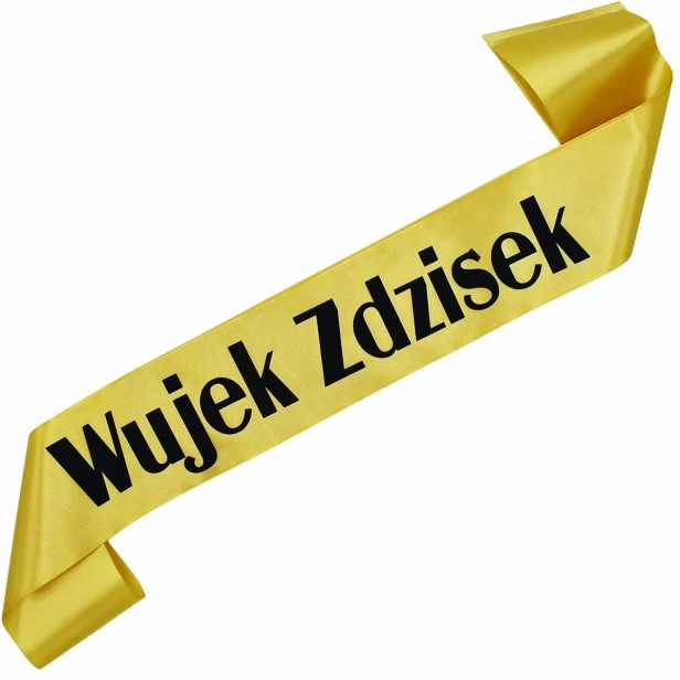 Szarfa zlota Wujek z dowolnym imieniem - czarny nadruk